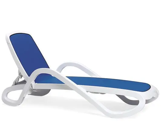 Пластиковый пляжный шезлонг Nardi Alfa, white/blue, белый с голубым, 194 x 85 x 71 см