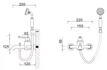 Комплект для душа и ванной из латуни Perse, цвет хром, TB9055-PT