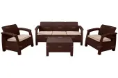 Пластиковая плетеная мебель Tweet Terrace Set Max, темно коричневый - 2 кресла, столик и диван