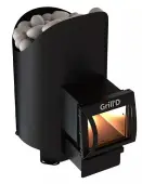 Банная печь Grill'D Aurora Mini Long, материал - нержавеющая сталь, дверка стекло