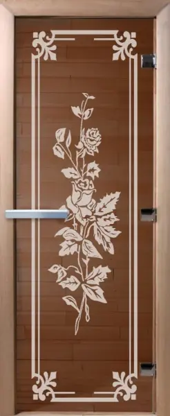 Дверь для сауны DoorWood Розы, 700 х 1900 мм, без порога, бронза, коробка ольха