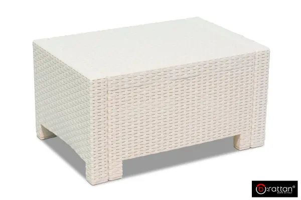 Белый комплект пластиковой мебели (столик, диван и 2 кресла) Rattan Nеbraska на 2 персоны с зелеными подушками