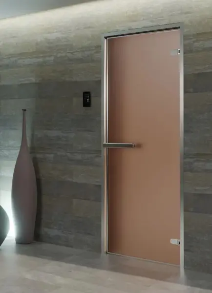Дверь DoorWood Hamam Light для хамама,бронза матовая, 700 х 1900 мм, без порога, коробка алюминий