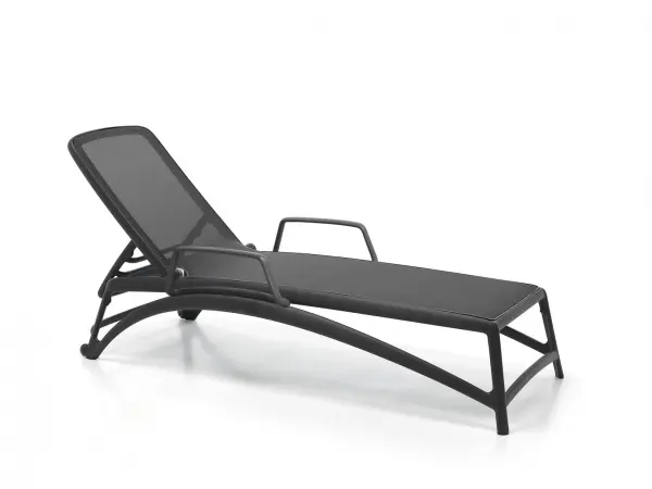 Пластиковый пляжный шезлонг Nardi Atlantico antracite, черный 204 x 70 x 35 см