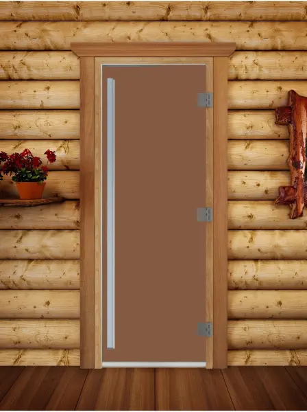 Дверь DoorWood Престиж бронза матовая для бани, 700 х 1900 мм, с порогом, коробка ольха