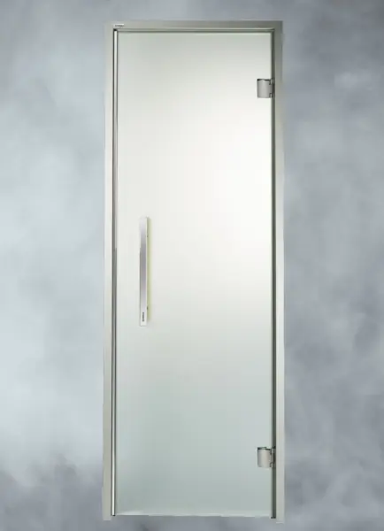 Дверь GRANDIS GS 7x19 (680 х 1890 мм), стекло сатин, коробка алюминий, для бани и хамама