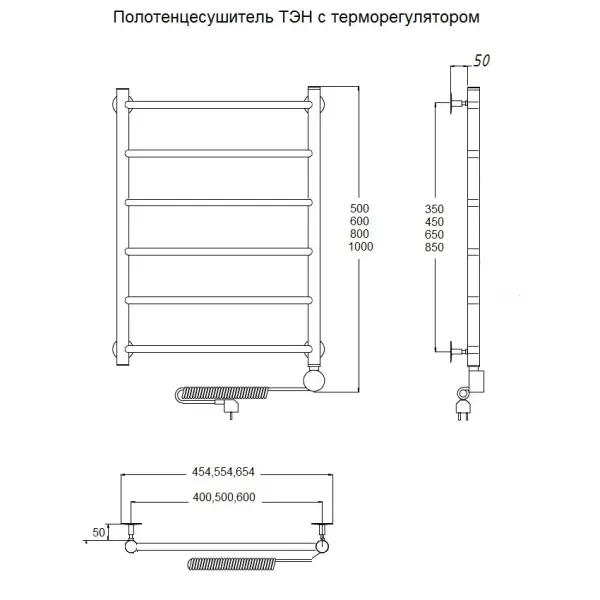 Электрический полотенцесушитель Classic-BR-800/500, цвет бронза