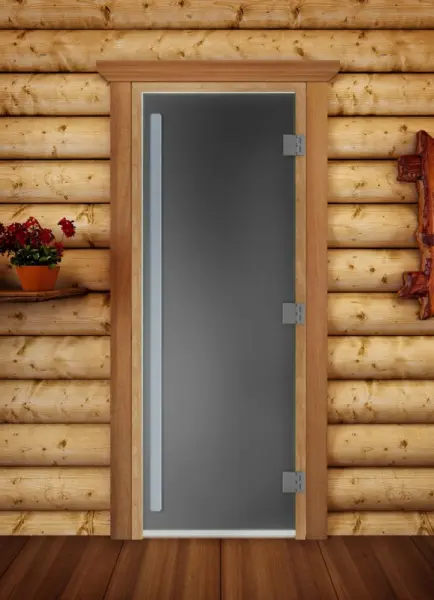 Стеклянная дверь DoorWood Престиж Графит Матовый для бани, 700 х 1900 мм, с порогом, серое матовое, ольха