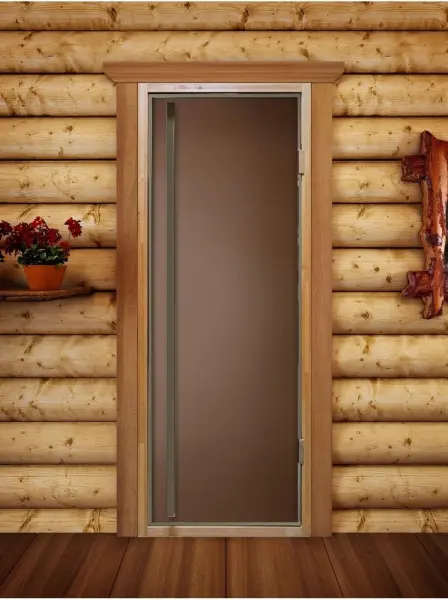 Дверь Престиж Flash Royal для бани DoorWood, 800 х 2000 мм, порог, бронза матовая, коробка ольха