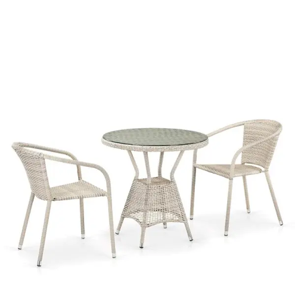 Комплект мебели из искусственного ротанга Афина цвета латте T705ANT/Y137C-W85 Latte (2 стула и квадратный стол)