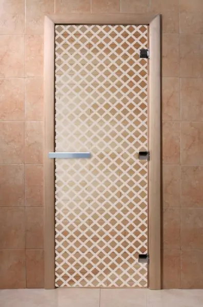Дверь DoorWood Мираж для сауны, 700 х 1900 мм, без порога, прозрачная, коробка ольха