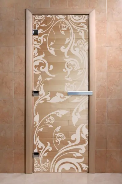 Дверь для сауны DoorWood Венеция, 200х80 см, без порога, прозрачная, коробка ольха