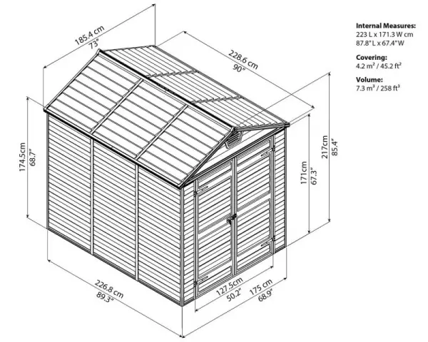 Сарай пластиковый Palram Skylight 6x8' ft, dark grey