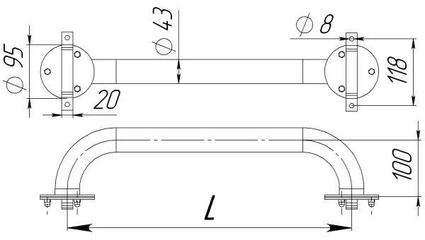 Поручень вдоль борта Aquaviva L150, 1,5 м