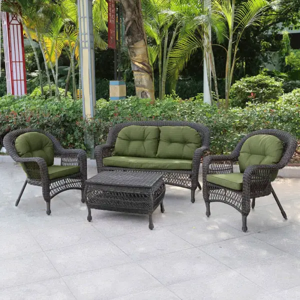 Мебель из искусственного ротанга в классическом стиле LV520BG Brown/Green, цвет коричневый/зеленый, 2-х местный диван и 2 кресла