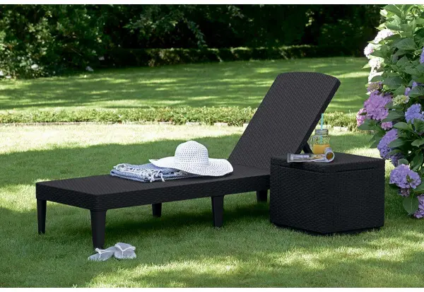 Складной садовый шезлонг Allibert Jaipur Sun lounger, brown коричневый 188 x 58 x 29 см