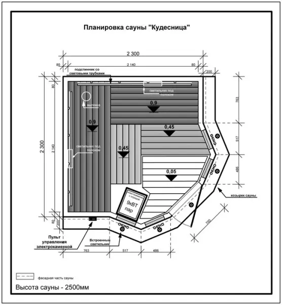 Сауна ИТС Кудесница, 2300x2300x2500 мм, липа, 73160