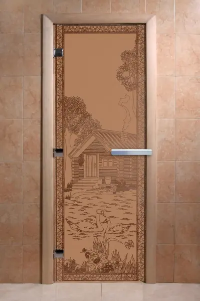 Дверь для бани бронза матовая DoorWood Банька в лесу, 700 х 1900 мм, без порога, коробка oльха