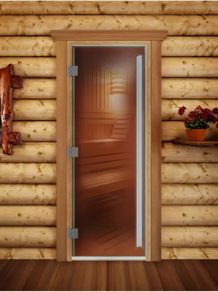 Дверь DoorWood Престиж бронза для бани, 700 х 1900 мм, с порогом, коробка ольха