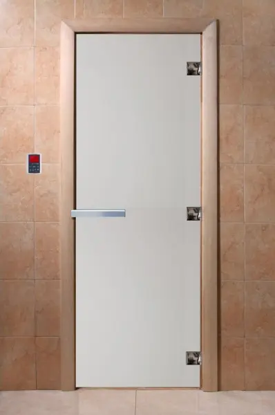 Стеклянная дверь DoorWood для бани, 700 х 1900 мм, без порога, сатин, коробка ольхa