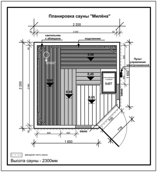 Сауна ИТС Милёна, 2200x2200x2300 мм, липа, 73101