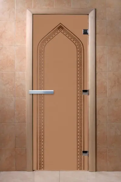 Дверь для бани DoorWood Арка, 700 х 1900 мм, без порога, бронза матовая, коробка ольха
