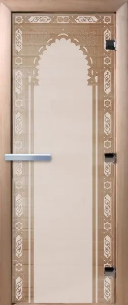 Дверь для сауны DoorWood Восточная Арка, 700 х 1900 мм, без порога, сатин, коробка ольха