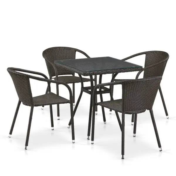 Мебель из искусственного ротанга T282BNT/Y137C-W53 Brown (4 стула и стол)