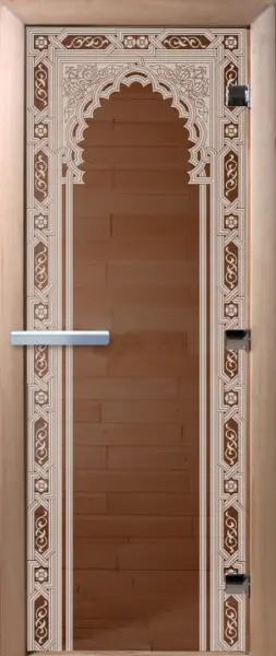 Дверь для сауны DoorWood Восточная Арка, 700 х 1900 мм, без порога, бронза, коробка ольха