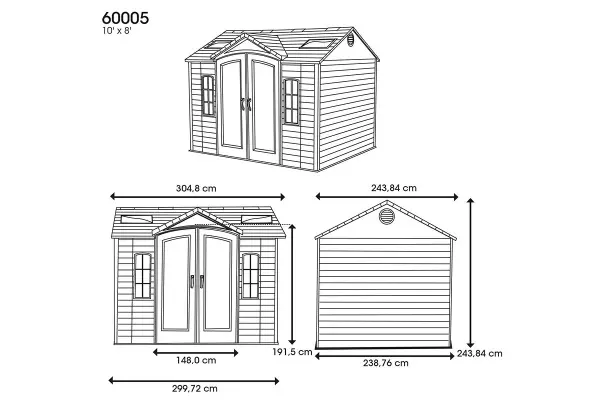 Сарай пластиковый LifeTime, размер 305 x 244 см, 60005