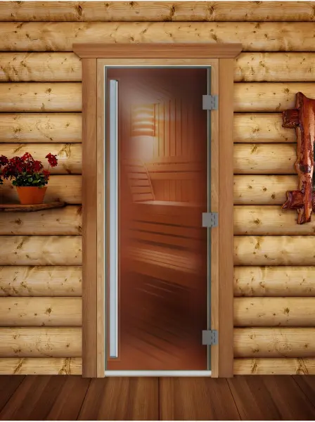 Дверь DoorWood Престиж бронза для бани, 700 х 1900 мм, с порогом, коробка ольха