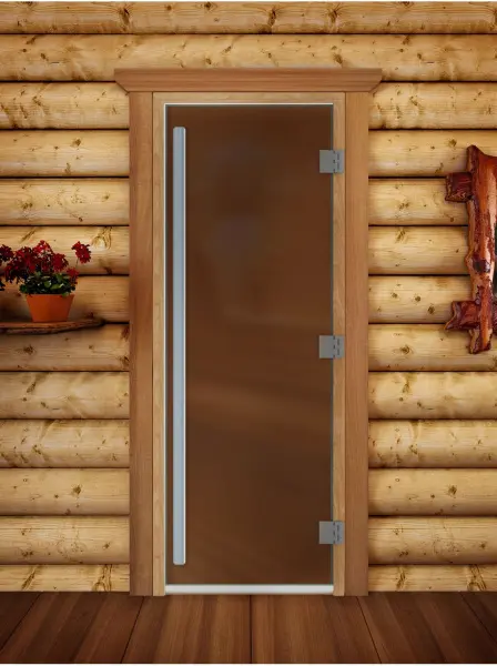 Дверь DoorWood Престиж PRO бронза матовая для бани, 700 х 1900 мм, с порогом, коробка ольха