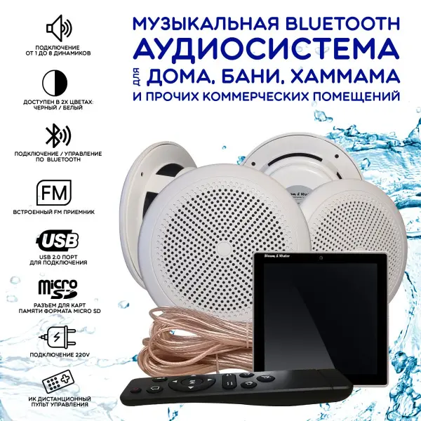 Акустическая система для сауны и хамама S&W Sensor 4 Round, Black, IP-68