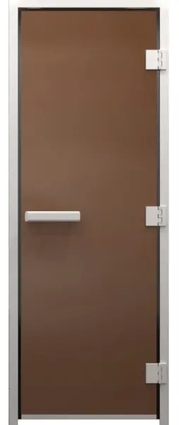 Стеклянная дверь DoorWood бронза матовая для хамама, размер 710 х 1900 мм, без порога,с коробкой