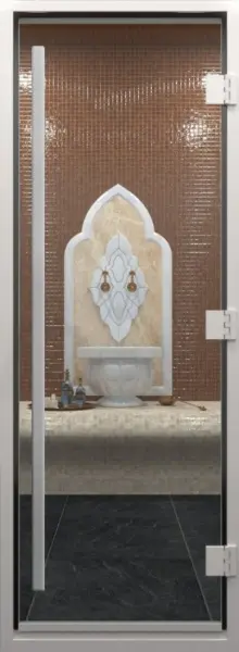 Прозрачная стеклянная дверь DoorWood Prestige для хамама, 700 мм х 1900 мм, с коробкой
