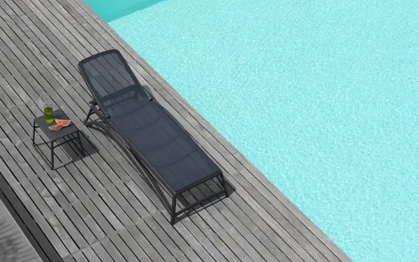 Пластиковый пляжный шезлонг Nardi Atlantico antracite, черный 204 x 70 x 35 см