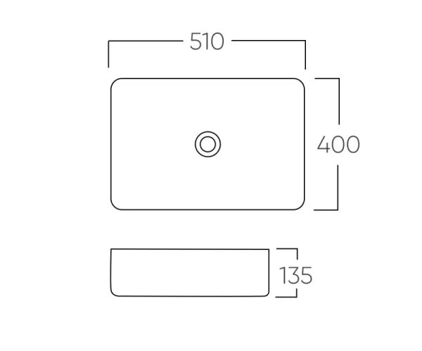 Раковина керамическая на столешницу Lacio, (510х400х135), 1073M
