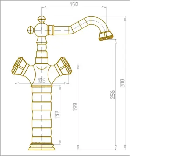 Смеситель для раковины из латуни Royal, цвет бронза, 10219/1