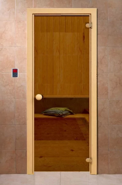 Дверь DoorWood стекло бронза 1900х700 мм для бани, без порога, коробка хвоя