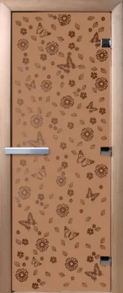 Дверь DoorWood бронза матовая Цветы и Бабочки 1900х700 мм, без порога, коробка ольха