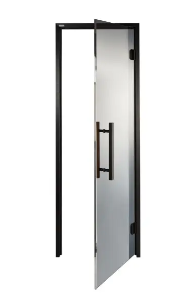 Дверь для хамама и бани GRANDIS DB 7x19 (680 х 1890 мм), черный профиль, стекло графит