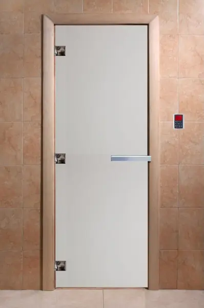 Стеклянная дверь DoorWood для бани, 700 х 1900 мм, без порога, сатин, коробка ольхa