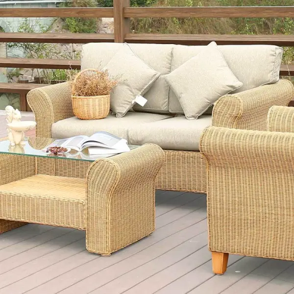 Комплект плетеной мебели из искусственного ротанга AFM-4018A Beige - 2 кресла, столик и диван