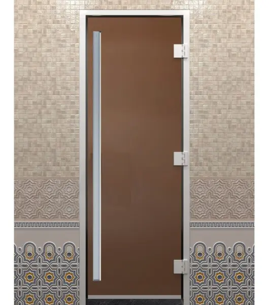 Стеклянная дверь DoorWood Prestige бронза для хамам, 710 х 1900 мм, без порога, с коробкой
