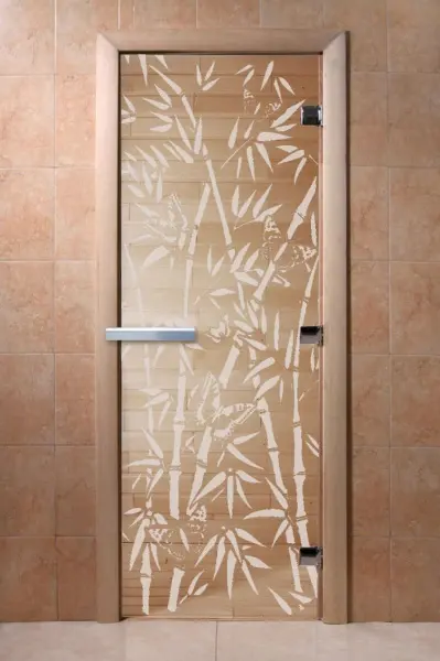 Дверь для сауны DoorWood Бамбук, 190х70 см, без порога, прозрачная, коробка ольха