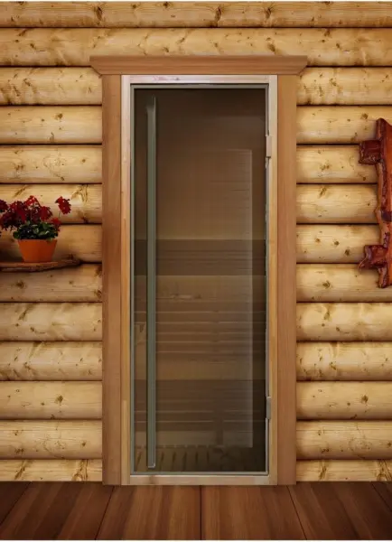 Дверь для сауны DoorWood Престиж бронза Flash Royal, 700 х 1900 мм, порог, коробка ольха