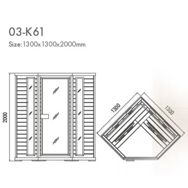 Инфракрасная сауна KOY H03-K61 двухместная с цветотерапией, хемлок