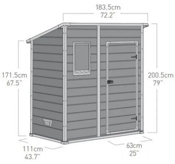 Сарай пластиковый Keter Manor Pent 6x4' ft, серый