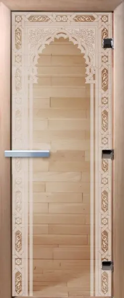 Дверь для сауны DoorWood Восточная Арка, 1900х700 мм, без порога, прозрачная, коробка ольха