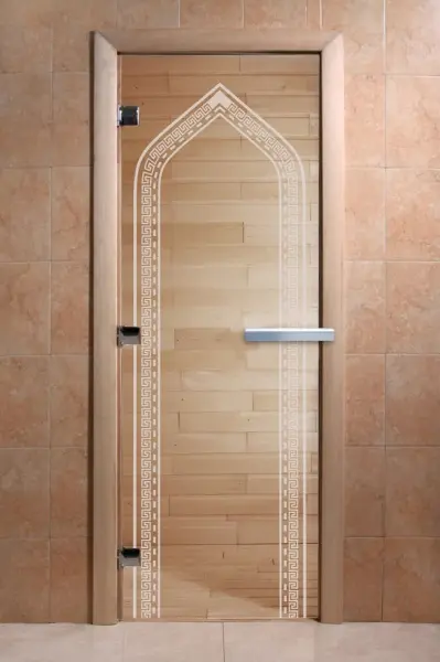 Дверь для бани DoorWood Арка, 700 х 1900 мм, без порога, прозрачная, коробка ольха